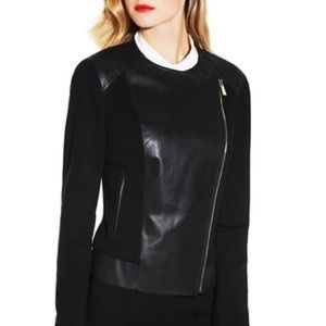 VINCE CAMUTO BLACK Ponte Faux Leather jacket
